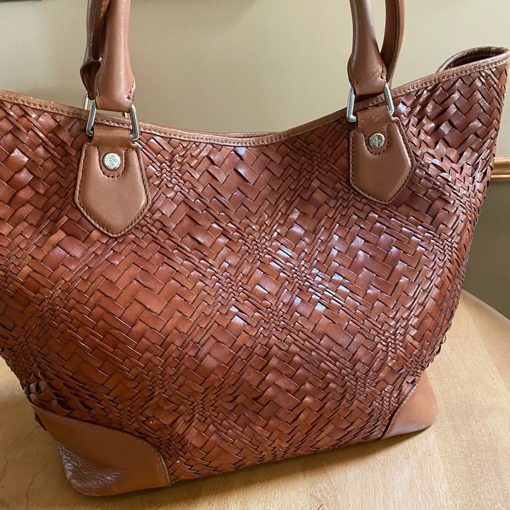 Cole Haan leather weave market tote